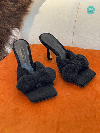 Bottega Black Veneta Towel Stretch Bow Heeled Heel Size 35-41cm - Height 9cm