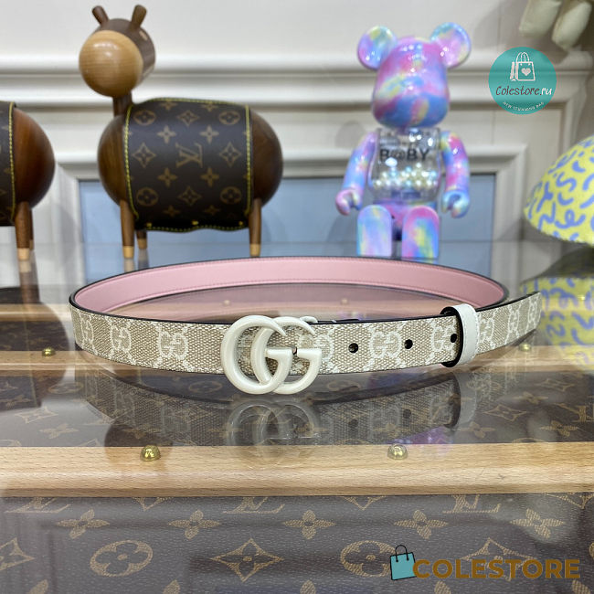 Gucci GG Marmont Buckle White Belt 2cm - 1