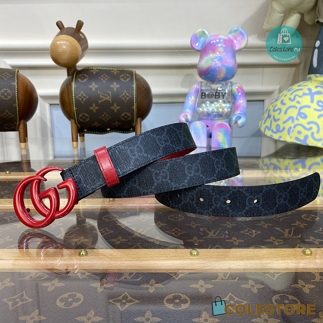  Gucci GG Marmont Buckle Red Belt 3cm - 1