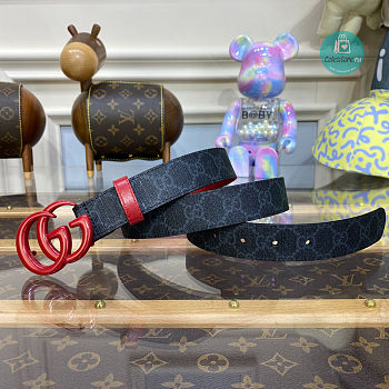  Gucci GG Marmont Buckle Red Belt 3cm