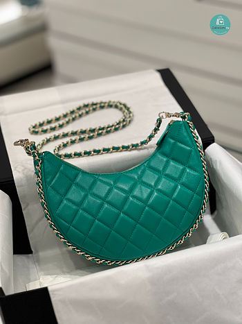 Chanel 23P Hobo Loop Bag Green Moon Bag Light Gold Hardware 15x20x6cm