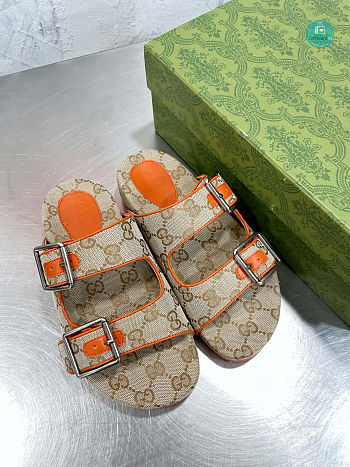  Gucci Slide Orange Sandal With Straps Size 35-40cm