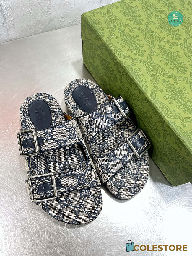  Gucci Slide Blue Sandal With Straps Size 35-40cm - 1