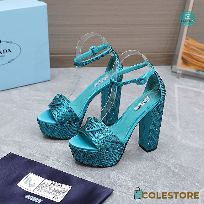 Prada Crystal Sandals Size 35-42cm. Height 13.5cm - 1