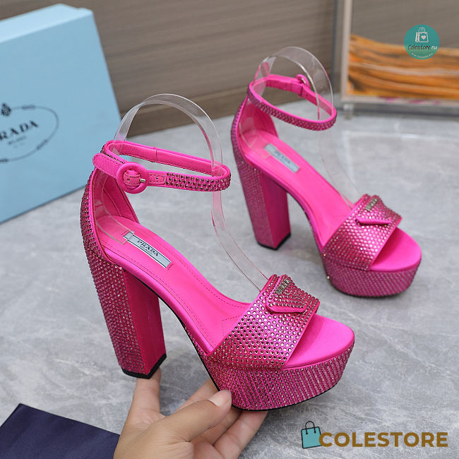 Prada Crystal Sandals Pink Size 35-42cm. Height 13.5cm - 1