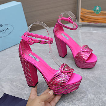 Prada Crystal Sandals Pink Size 35-42cm. Height 13.5cm