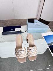 Prada Embroidered Fabric Sandals Beige 5cm - 1