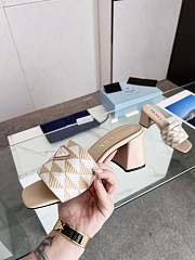 Prada Embroidered Fabric Sandals Beige 5cm - 6