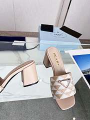 Prada Embroidered Fabric Sandals Beige 5cm - 5
