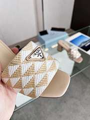 Prada Embroidered Fabric Sandals Beige 5cm - 4