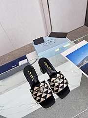Prada Embroidered Fabric Sandals Black 5cm - 1