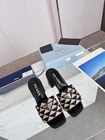 Prada Embroidered Fabric Sandals Black 5cm