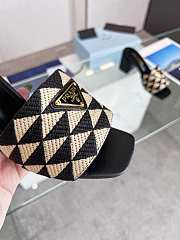 Prada Embroidered Fabric Sandals Black 5cm - 5