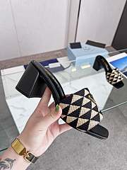 Prada Embroidered Fabric Sandals Black 5cm - 6