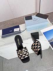 Prada Embroidered Fabric Sandals Black 5cm - 2