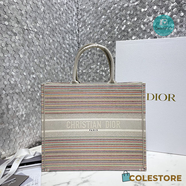 Dior Book Tote in Multi Color Stripes Size 41.5x32x16cm - 1