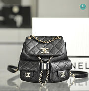 Chanel Backpack Grained Shiny Calfskin & Gold-Tone Metal Black 20cm - 1