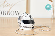 Chanel HELMET MINAUDIERE Resin, Diamanté & Silver-Tone Metal White & Black Size 10×9×11 cm - 5