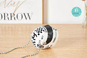 Chanel HELMET MINAUDIERE Resin, Diamanté & Silver-Tone Metal White & Black Size 10×9×11 cm - 3
