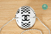 Chanel HELMET MINAUDIERE Resin, Diamanté & Silver-Tone Metal White & Black Size 10×9×11 cm - 4
