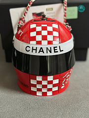 Chanel HELMET MINAUDIERE Resin, Diamanté & Silver-Tone Metal Red Size 10×9×11 cm - 1