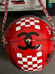 Chanel HELMET MINAUDIERE Resin, Diamanté & Silver-Tone Metal Red Size 10×9×11 cm - 5