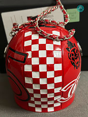 Chanel HELMET MINAUDIERE Resin, Diamanté & Silver-Tone Metal Red Size 10×9×11 cm - 6
