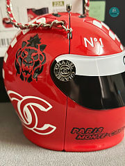 Chanel HELMET MINAUDIERE Resin, Diamanté & Silver-Tone Metal Red Size 10×9×11 cm - 4