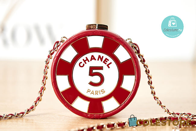Chanel Clutch With Chain Lambskin, enamel & gold-tone metal Red/White - 1