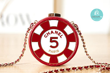 Chanel Clutch With Chain Lambskin, enamel & gold-tone metal Red/White