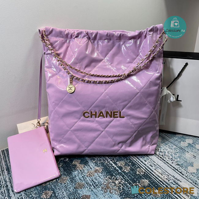 CHANEL 22 LARGE HANDBAG Shiny Calfskin & Gold-Tone Metal Purple 45x9x50cm - 1