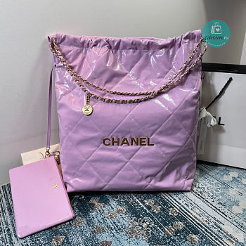 CHANEL 22 LARGE HANDBAG Shiny Calfskin & Gold-Tone Metal Purple 45x9x50cm