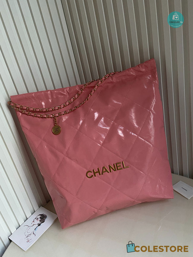 CHANEL 22 LARGE HANDBAG Shiny Calfskin & Gold-Tone Metal Pink 45x9x50cm - 1
