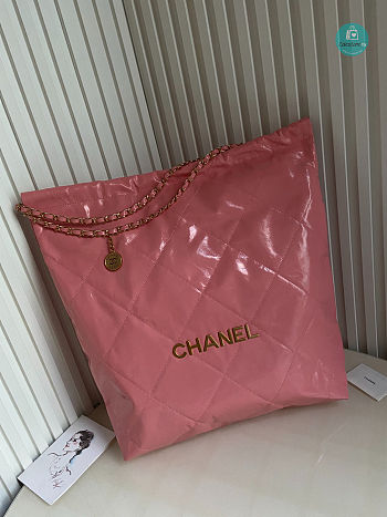 CHANEL 22 LARGE HANDBAG Shiny Calfskin & Gold-Tone Metal Pink 45x9x50cm