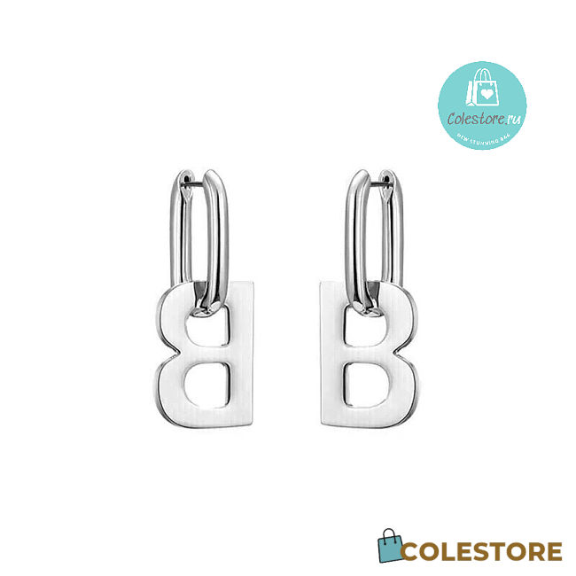 Balenciaga 2B Earrings Silver  - 1