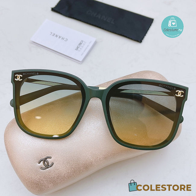Chanel Small Green Sunglasses  - 1