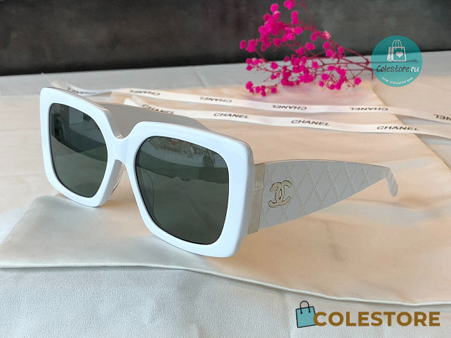 Chanel 5019 Quilted CC White Sunglasses  - 1
