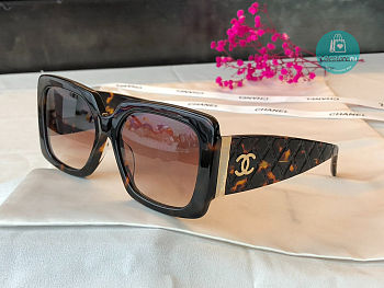 Chanel 5019 Quilted CC Brown/Black Sunglasses 