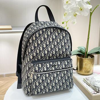 Dior Rider Backpack Beige And Black Dior Oblique Jacquard Size 30x42x15cm