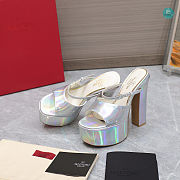 Valentino Garavani Tan-Go 155 Patent-Leather Platform Heels Silver 155mm - 6