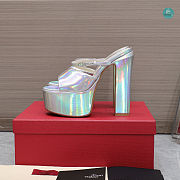 Valentino Garavani Tan-Go 155 Patent-Leather Platform Heels Silver 155mm - 3