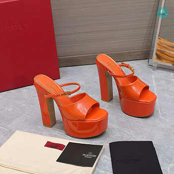 Valentino Garavani Tan-Go 155 Patent-Leather Platform Heels Orange 155mm