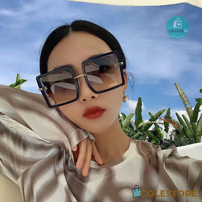 Chanel Dark Blue White Sunglasses  - 1