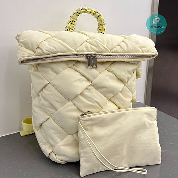 Bottega Veneta Padded Tech Cassette Backpack White 40x26x23cm