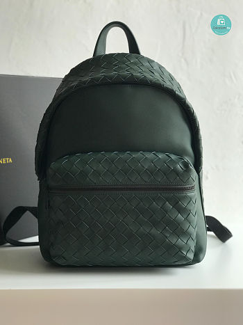 Bottega Veneta Intrecciato Leather Backpack Green Size 41x28.5x16cm 