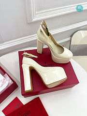 Valentino Garavani Tan-Go Patent Leather Platform Pumps White Size 35-42cm - 2