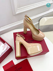 Valentino Garavani Tan-Go Patent Leather Platform Pumps Beige Size 35-42cm - 6