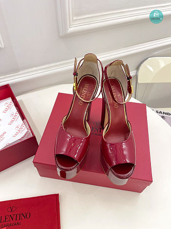 Valentino Garavani Tan-Go Patent Leather Platform Pumps Red Size 35-42cm