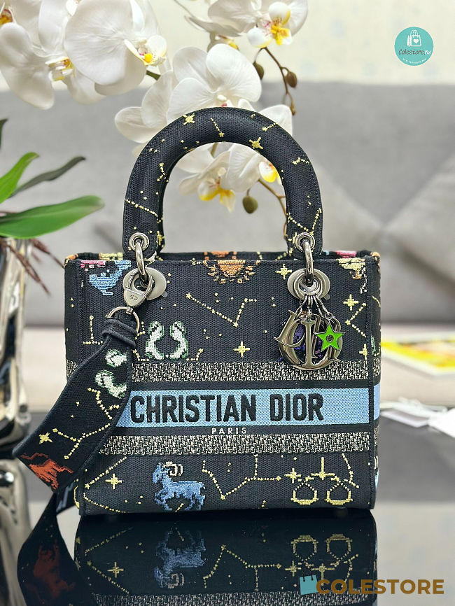 Dior D-Lite Small Book Tote Zodiac Black Size 24 x 20 x 11cm - 1