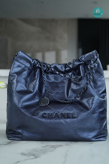 Chanel 22 Small Handbag Blue Navy Size 39x42x8cm